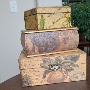 Decorative Stacked Boxes with Floral Design